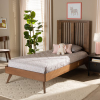 Baxton Studio Takeo-Ash Walnut-Twin Baxton Studio Takeo Mid-Century Modern Transitional Ash Walnut Finished Wood Twin Size Platform Bed